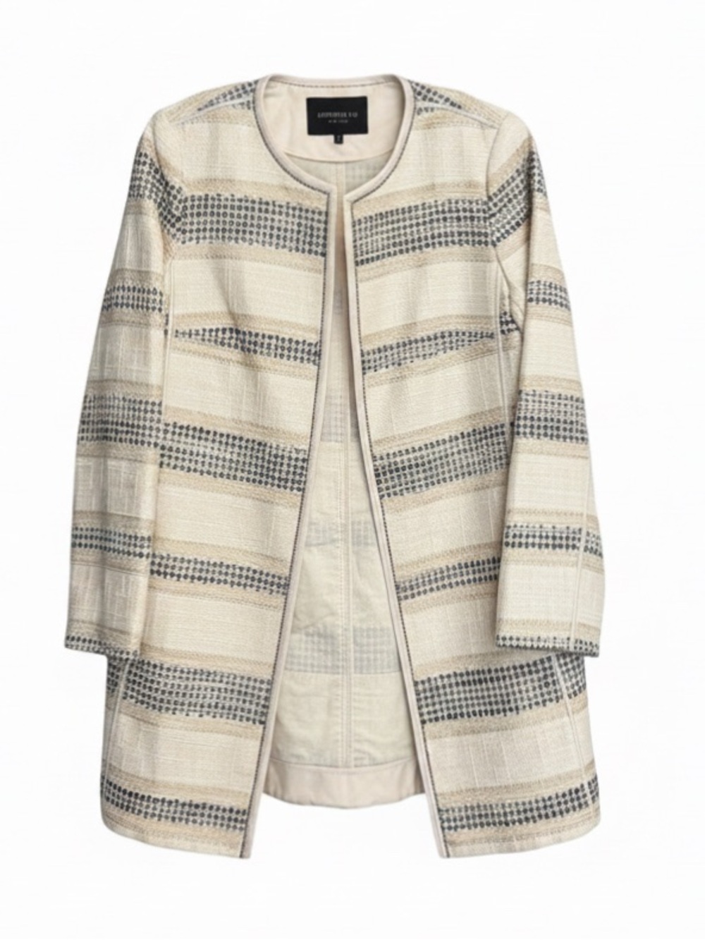 Lafayette 148 New York Women’s Woven Striped Long Jacket/Coat | Size 6 - Picture 2 of 12